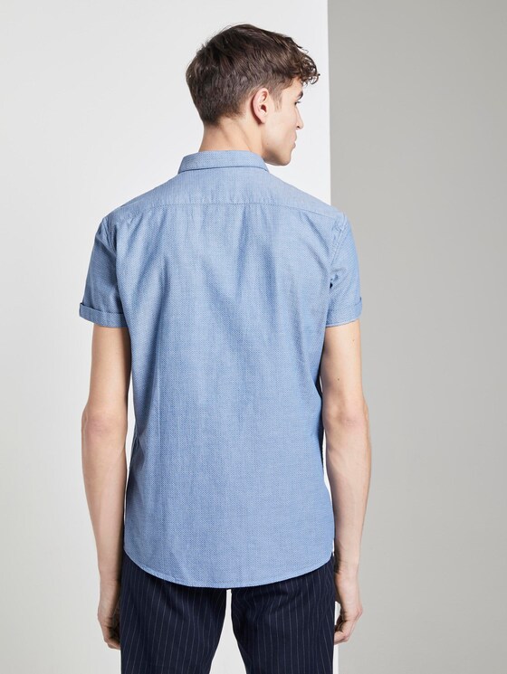 Textured short-sleeved shirt - Men - blue white rhomb structure Textured short-sleeved shirt - Men - blue white rhomb structure - 2 - TOM TAILOR Denim
