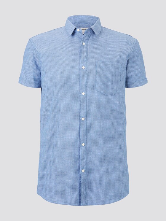 Textured short-sleeved shirt - Men - blue white rhomb structure Textured short-sleeved shirt - Men - blue white rhomb structure - 7 - TOM TAILOR Denim