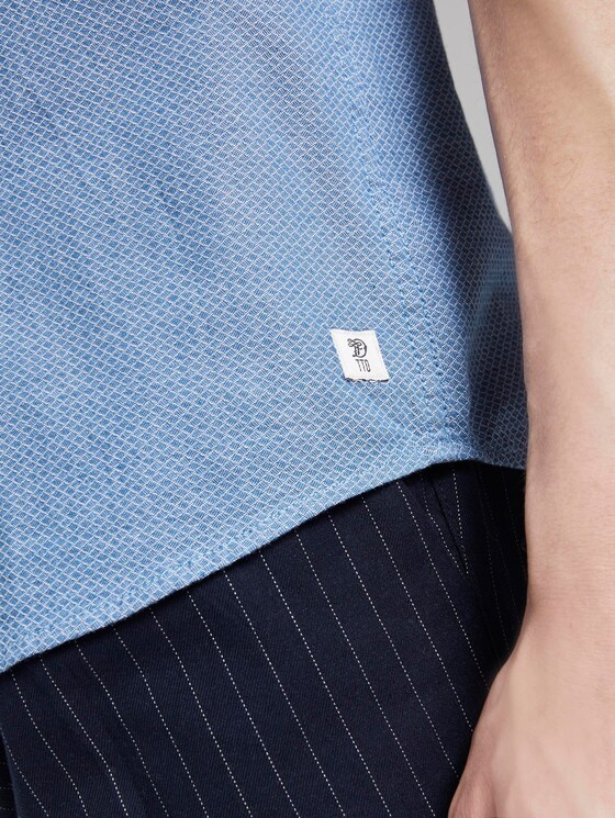 Textured short-sleeved shirt - Men - blue white rhomb structure Textured short-sleeved shirt - Men - blue white rhomb structure - 9 - TOM TAILOR Denim
