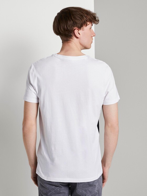 Gestreept T-shirt in een materiaalmix - Mannen - White Gestreept T-shirt in een materiaalmix - Mannen - White - 2 - TOM TAILOR Denim