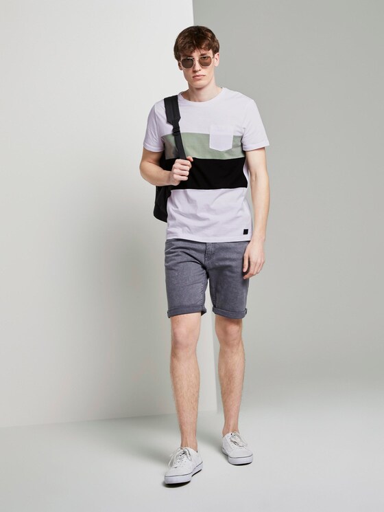 Gestreept T-shirt in een materiaalmix - Mannen - White Gestreept T-shirt in een materiaalmix - Mannen - White - 3 - TOM TAILOR Denim