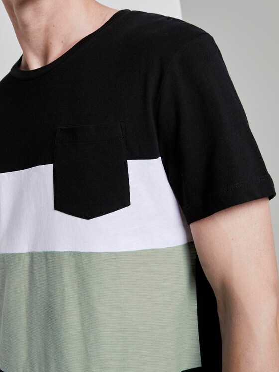 Gestreiftes T-Shirt im Material-Mix - Männer - Black Gestreiftes T-Shirt im Material-Mix - Männer - Black - 9 - TOM TAILOR Denim