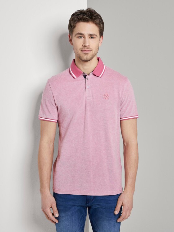 Zweifarbiges Poloshirt mit Kontrastblende - Männer - pink two tone pique Zweifarbiges Poloshirt mit Kontrastblende - Männer - pink two tone pique - 1 - TOM TAILOR