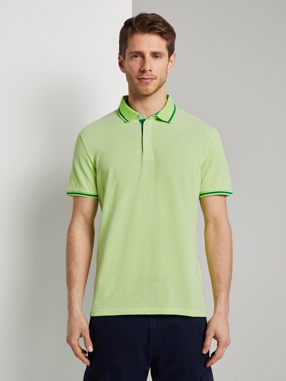 Zweifarbiges Poloshirt mit Kontrastblende - Männer - neon green two tone Zweifarbiges Poloshirt mit Kontrastblende - Männer - neon green two tone - 1 - TOM TAILOR