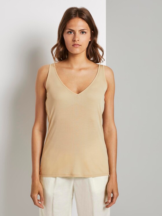 Basic Top aus Lyocell - Frauen - coarse sand Basic Top aus Lyocell - Frauen - coarse sand - 1 - Mine to five