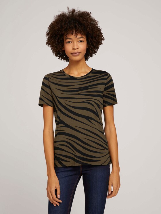 T-Shirt im Zebra-Muster - Frauen - olive zebra design T-Shirt im Zebra-Muster - Frauen - olive zebra design - 1 - Mine to five