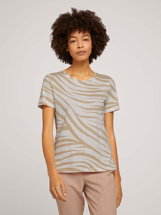 T-shirt in a zebra pattern - Women - ecru zebra design T-shirt in a zebra pattern - Women - ecru zebra design - 1 - Mine to five