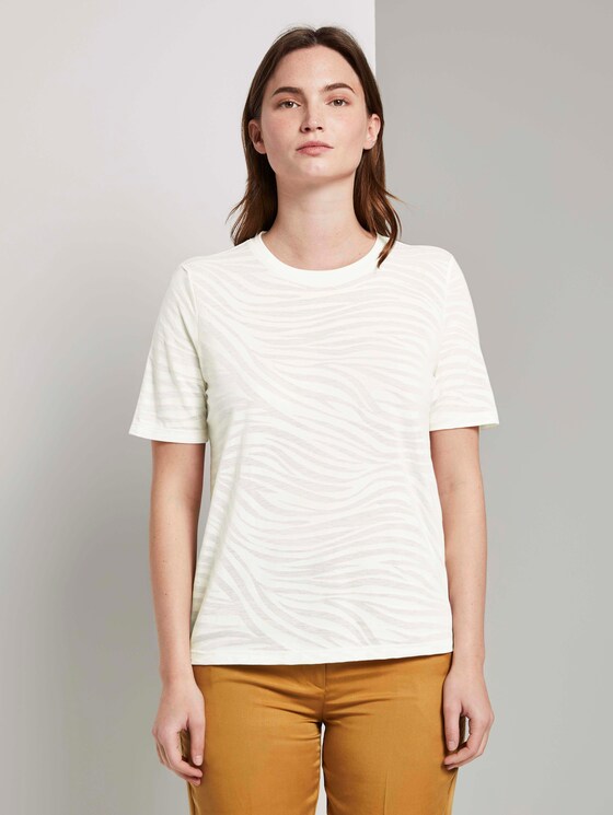 T-Shirt im blassem Zebra-Muster - Frauen - ecru burnout zebra design T-Shirt im blassem Zebra-Muster - Frauen - ecru burnout zebra design - 1 - Mine to five