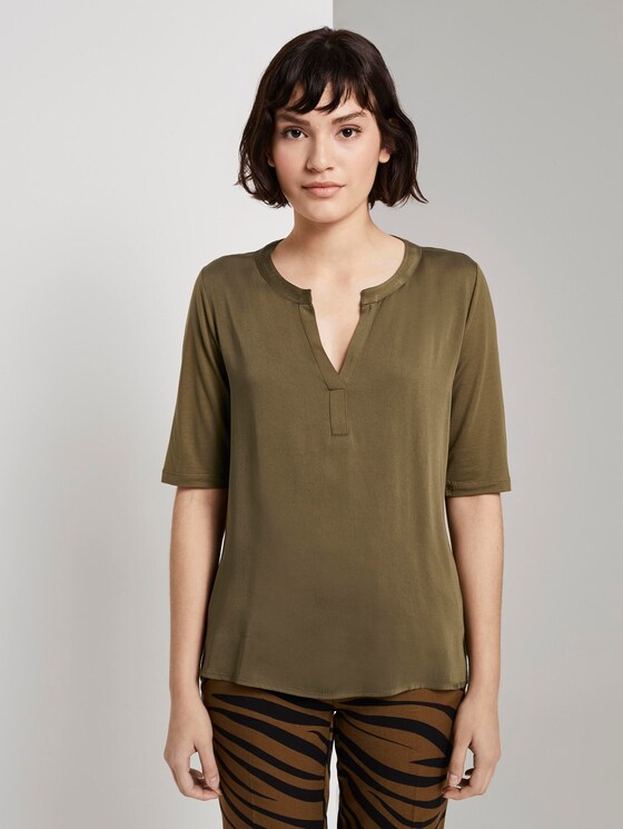 T-Shirt aus Lyocell - Frauen - Military Olive Green T-Shirt aus Lyocell - Frauen - Military Olive Green - 1 - Mine to five
