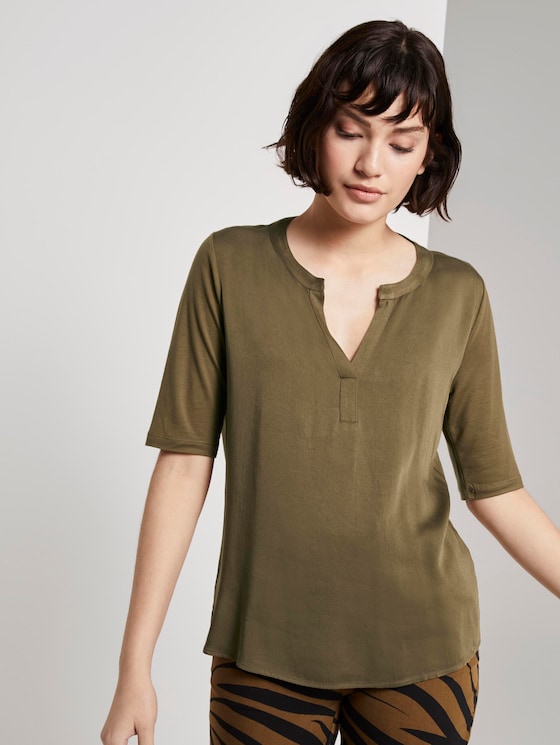 T-Shirt aus Lyocell - Frauen - Military Olive Green T-Shirt aus Lyocell - Frauen - Military Olive Green - 5 - Mine to five
