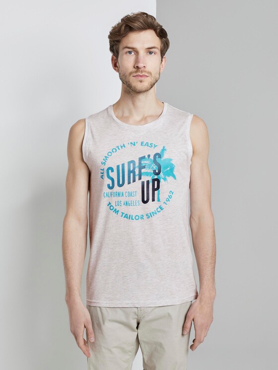 Top mit Schrift-Print - Männer - Blanc White Melange Top mit Schrift-Print - Männer - Blanc White Melange - 1 - TOM TAILOR
