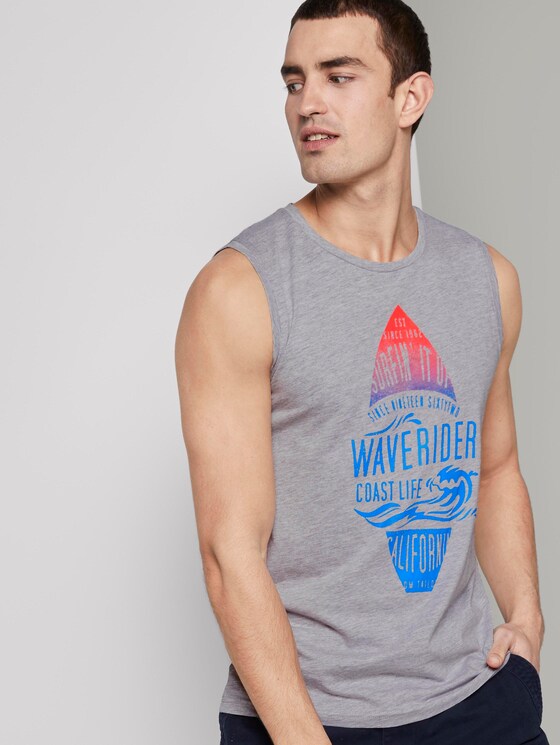 Top mit Schrift-Print - Männer - Light Stone Grey Melange Top mit Schrift-Print - Männer - Light Stone Grey Melange - 5 - TOM TAILOR