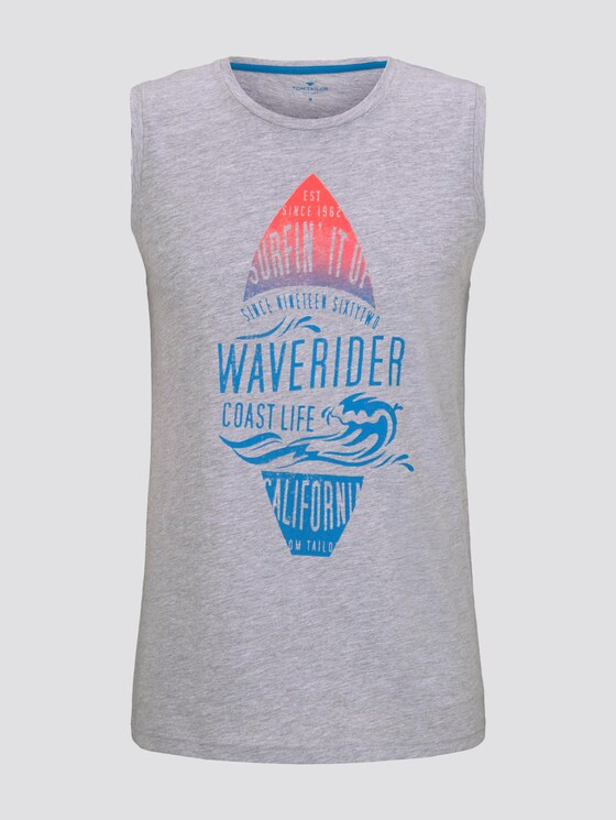 Top mit Schrift-Print - Männer - Light Stone Grey Melange Top mit Schrift-Print - Männer - Light Stone Grey Melange - 7 - TOM TAILOR