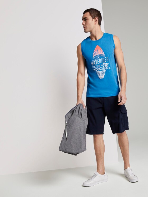 Top mit Schrift-Print - Männer - aster blue white melange Top mit Schrift-Print - Männer - aster blue white melange - 3 - TOM TAILOR