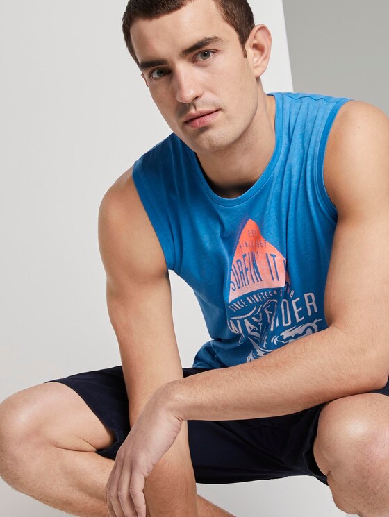 Top mit Schrift-Print - Männer - aster blue white melange Top mit Schrift-Print - Männer - aster blue white melange - 5 - TOM TAILOR