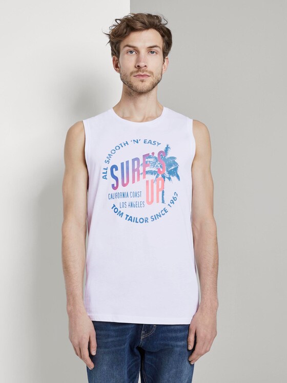 Top mit Schrift-Print - Männer - White Top mit Schrift-Print - Männer - White - 1 - TOM TAILOR