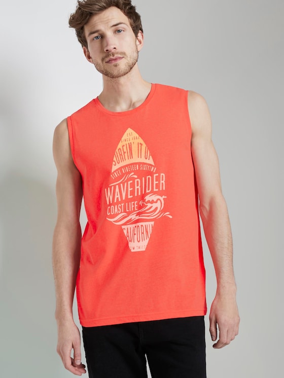 Top mit Schrift-Print - Männer - neon peach Top mit Schrift-Print - Männer - neon peach - 5 - TOM TAILOR