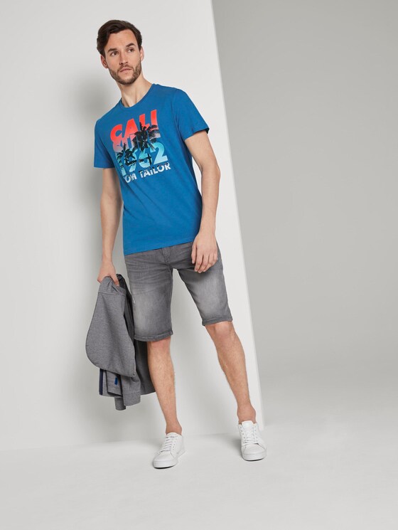 T-shirt with a letter print - Men - brilliant middle blue T-shirt with a letter print - Men - brilliant middle blue - 3 - TOM TAILOR