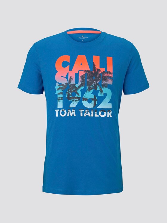 T-shirt with a letter print - Men - brilliant middle blue T-shirt with a letter print - Men - brilliant middle blue - 7 - TOM TAILOR