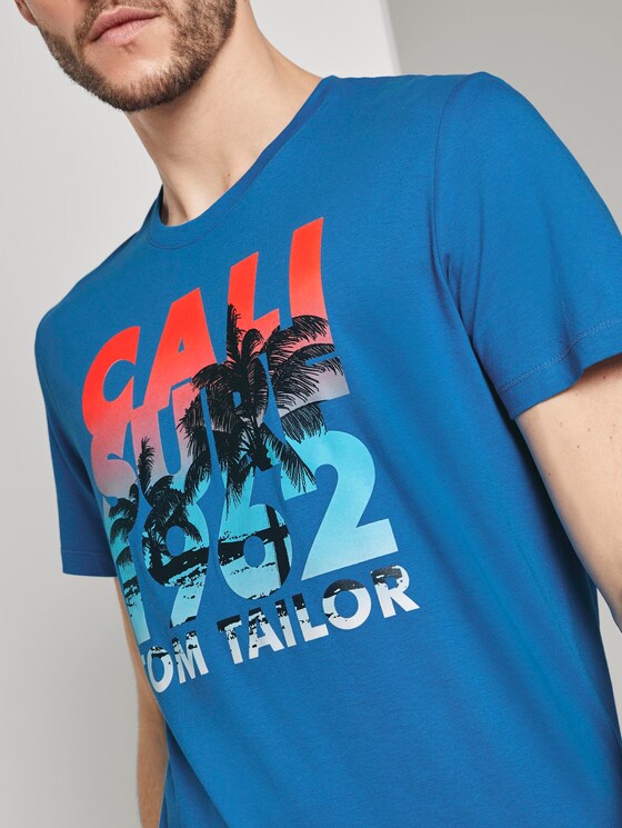 T-shirt with a letter print - Men - brilliant middle blue T-shirt with a letter print - Men - brilliant middle blue - 9 - TOM TAILOR