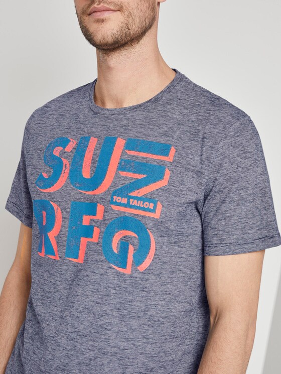 T-Shirt mit Schrift-Print - Männer - Navy Yarn-Dye Stripe T-Shirt mit Schrift-Print - Männer - Navy Yarn-Dye Stripe - 9 - TOM TAILOR