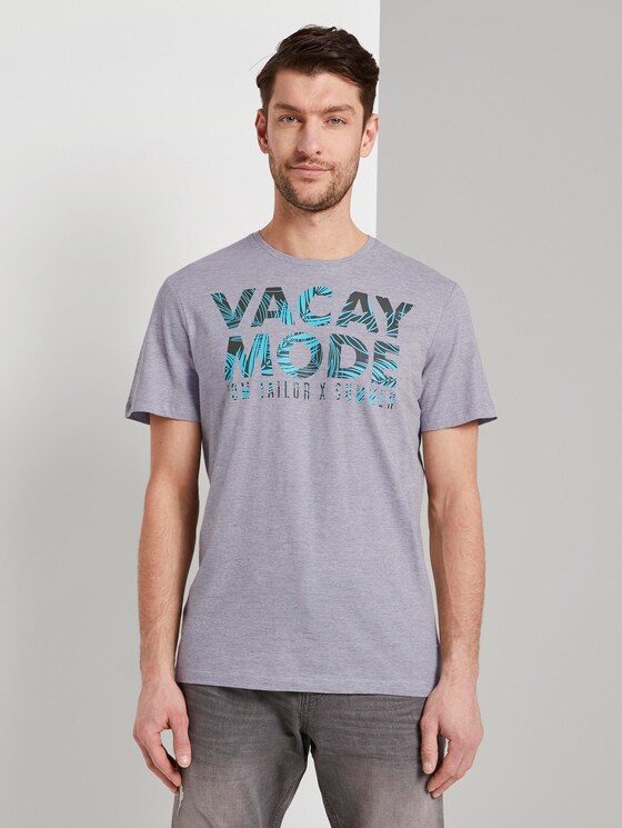 T-Shirt mit Schrift-Print - Männer - light grey stripe T-Shirt mit Schrift-Print - Männer - light grey stripe - 1 - TOM TAILOR