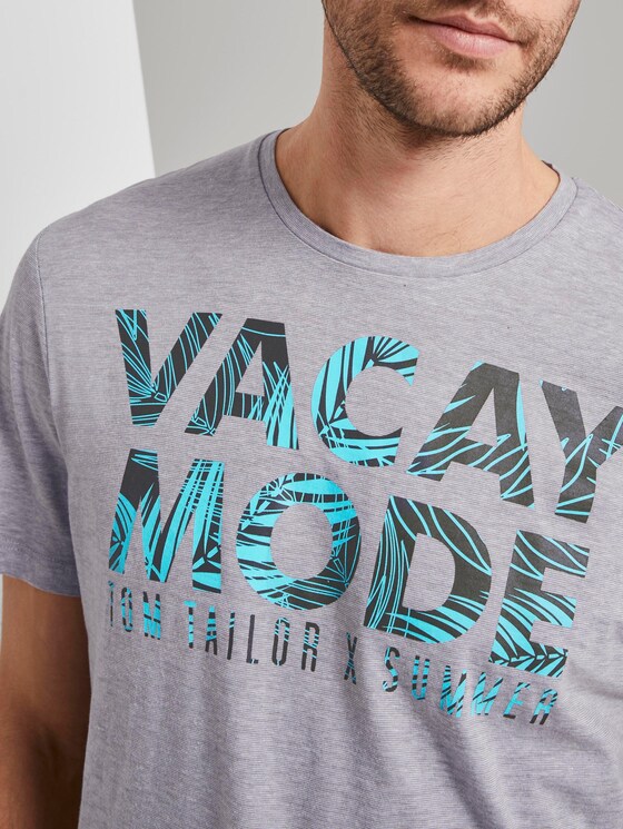 T-Shirt mit Schrift-Print - Männer - light grey stripe T-Shirt mit Schrift-Print - Männer - light grey stripe - 9 - TOM TAILOR
