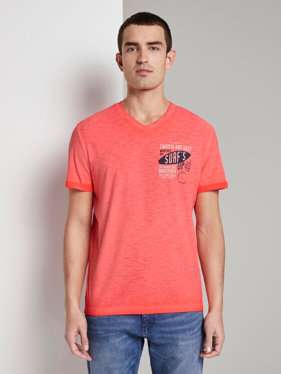 Meliertes T-Shirt - Männer - neon peach Meliertes T-Shirt - Männer - neon peach - 1 - TOM TAILOR