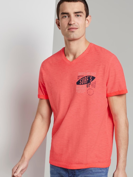Meliertes T-Shirt - Männer - neon peach Meliertes T-Shirt - Männer - neon peach - 5 - TOM TAILOR