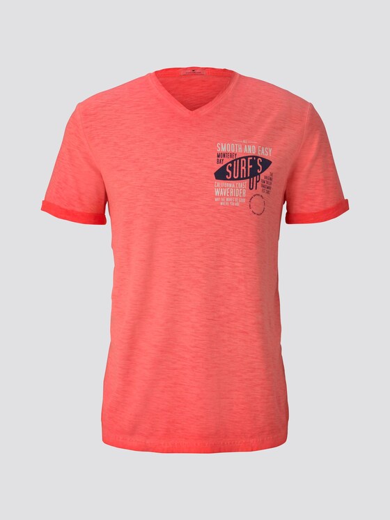 Meliertes T-Shirt - Männer - neon peach Meliertes T-Shirt - Männer - neon peach - 7 - TOM TAILOR