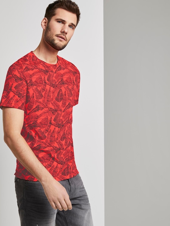 Gemustertes T-Shirt - Männer - pink grey leaf design Gemustertes T-Shirt - Männer - pink grey leaf design - 5 - TOM TAILOR