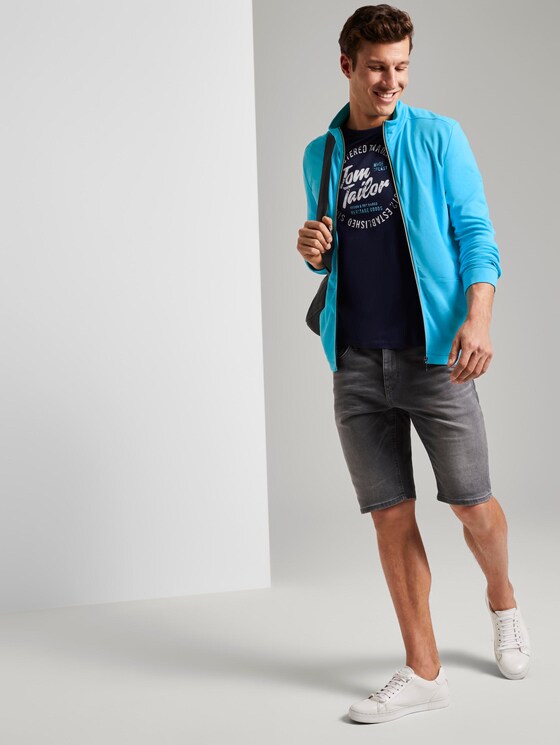 Textured sweat-jacket - Men - teal mock twist Textured sweat-jacket - Men - teal mock twist - 3 - TOM TAILOR
