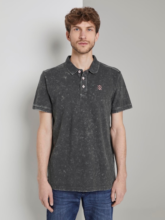 Poloshirt in Stone-Washed-Optik - Männer - Phanton Dark Grey Poloshirt in Stone-Washed-Optik - Männer - Phanton Dark Grey - 1 - TOM TAILOR