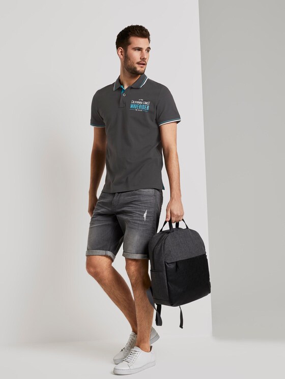 Poloshirt mit Schrift-Print - Männer - Phanton Dark Grey Poloshirt mit Schrift-Print - Männer - Phanton Dark Grey - 3 - TOM TAILOR