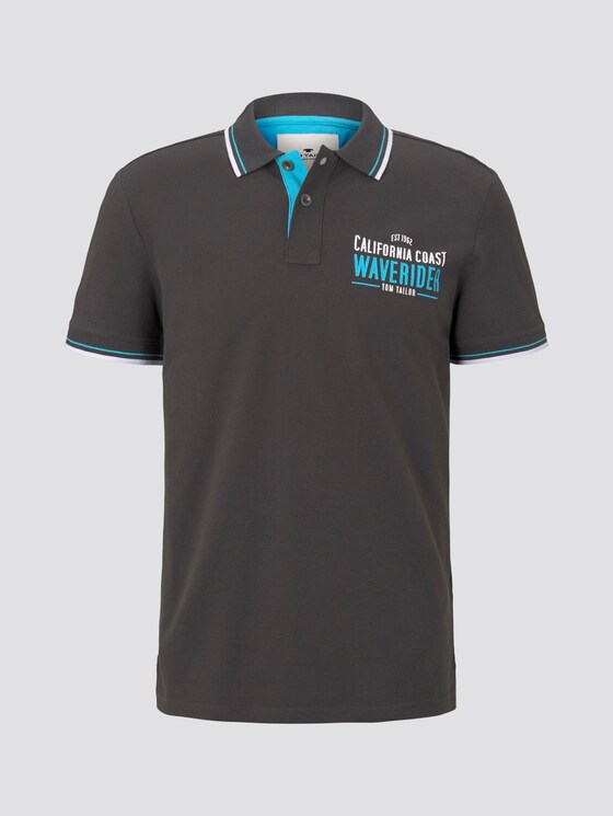 Poloshirt mit Schrift-Print - Männer - Phanton Dark Grey Poloshirt mit Schrift-Print - Männer - Phanton Dark Grey - 7 - TOM TAILOR