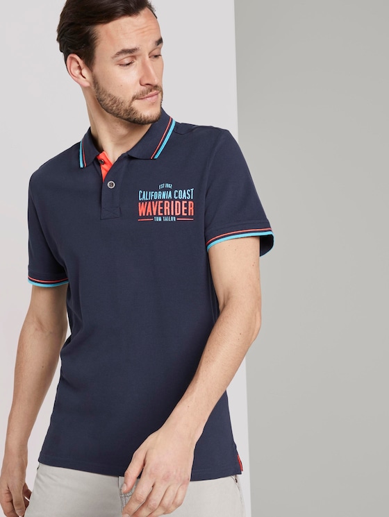 Poloshirt mit Schrift-Print - Männer - Black Iris Blue Poloshirt mit Schrift-Print - Männer - Black Iris Blue - 5 - TOM TAILOR