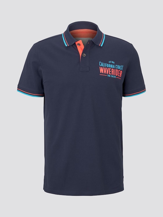 Poloshirt mit Schrift-Print - Männer - Black Iris Blue Poloshirt mit Schrift-Print - Männer - Black Iris Blue - 7 - TOM TAILOR