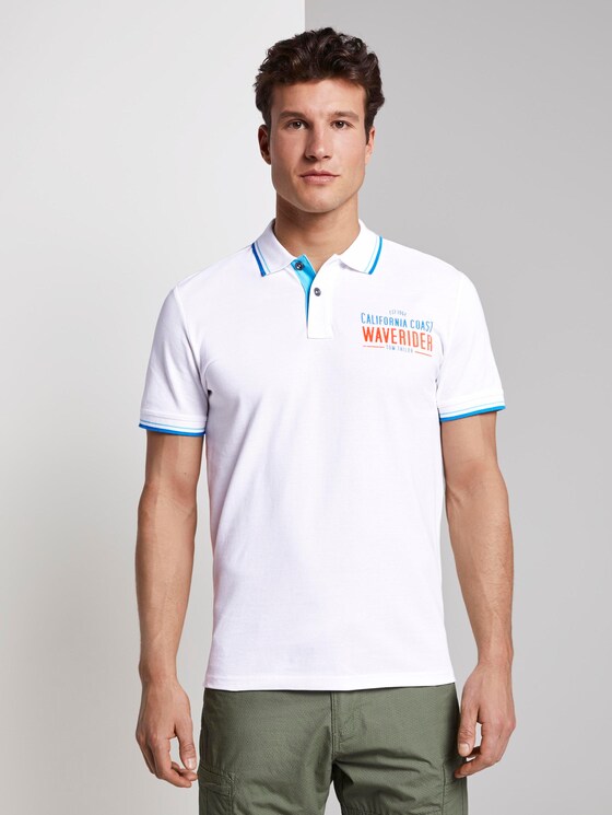 Poloshirt mit Schrift-Print - Männer - White Poloshirt mit Schrift-Print - Männer - White - 1 - TOM TAILOR