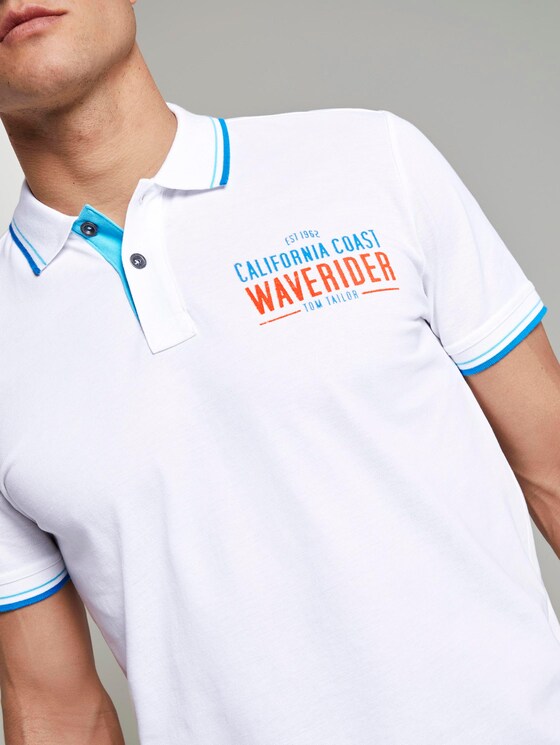 Poloshirt mit Schrift-Print - Männer - White Poloshirt mit Schrift-Print - Männer - White - 9 - TOM TAILOR