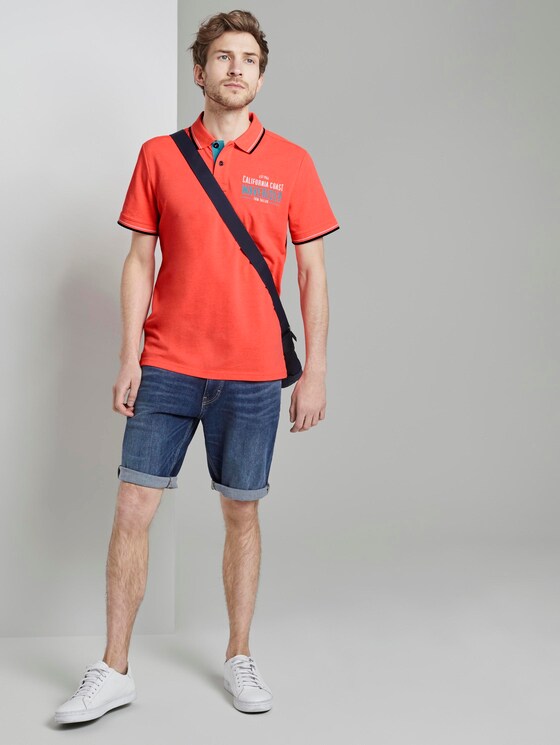 Poloshirt mit Schrift-Print - Männer - neon peach Poloshirt mit Schrift-Print - Männer - neon peach - 3 - TOM TAILOR
