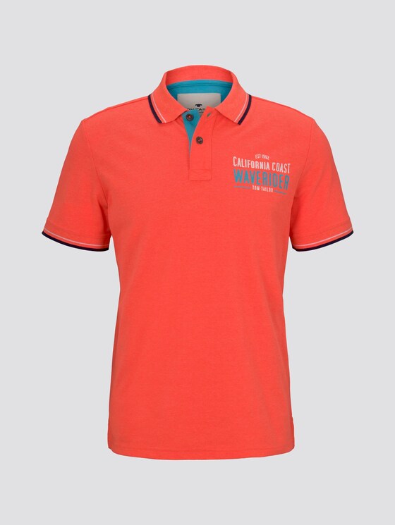 Poloshirt mit Schrift-Print - Männer - neon peach Poloshirt mit Schrift-Print - Männer - neon peach - 7 - TOM TAILOR