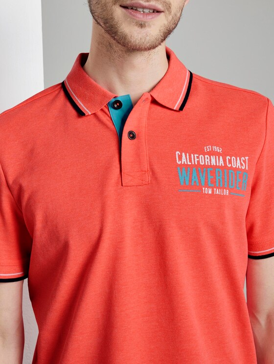 Poloshirt mit Schrift-Print - Männer - neon peach Poloshirt mit Schrift-Print - Männer - neon peach - 9 - TOM TAILOR