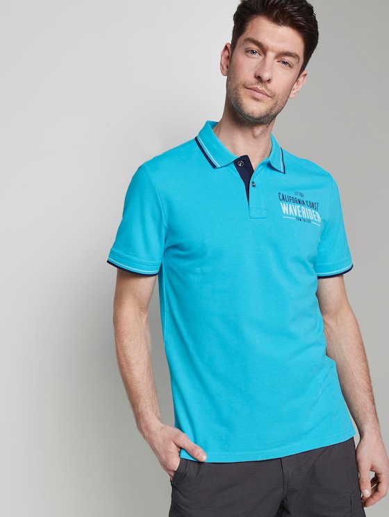 Poloshirt mit Schrift-Print - Männer - clear blue atoll Poloshirt mit Schrift-Print - Männer - clear blue atoll - 5 - TOM TAILOR