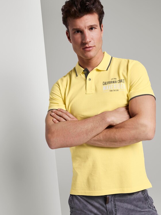 Poloshirt mit Schrift-Print - Männer - pale straw yellow Poloshirt mit Schrift-Print - Männer - pale straw yellow - 5 - TOM TAILOR