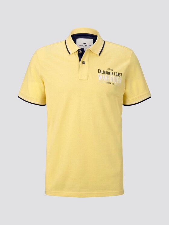 Poloshirt mit Schrift-Print - Männer - pale straw yellow Poloshirt mit Schrift-Print - Männer - pale straw yellow - 7 - TOM TAILOR