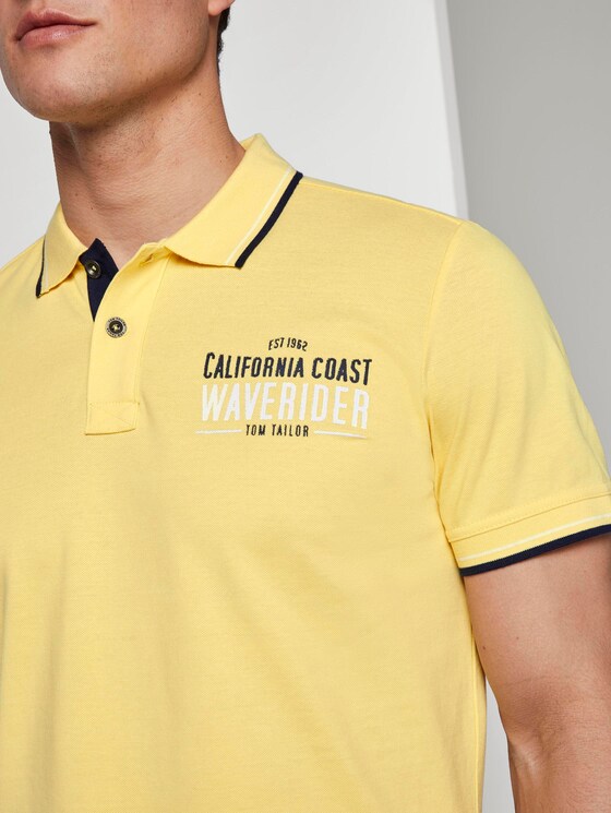Poloshirt mit Schrift-Print - Männer - pale straw yellow Poloshirt mit Schrift-Print - Männer - pale straw yellow - 9 - TOM TAILOR