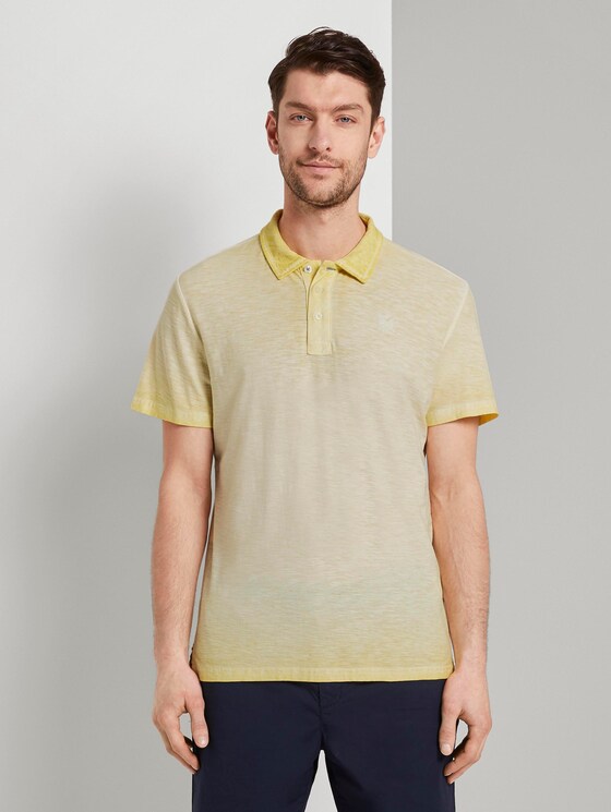 Mottled polo shirt in a washed look - Men - pale straw yellow Mottled polo shirt in a washed look - Men - pale straw yellow - 1 - TOM TAILOR