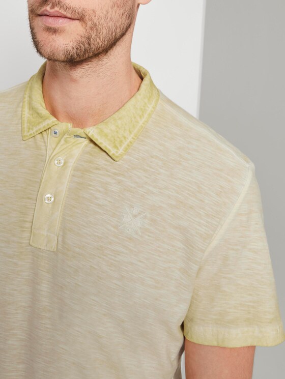 Mottled polo shirt in a washed look - Men - pale straw yellow Mottled polo shirt in a washed look - Men - pale straw yellow - 9 - TOM TAILOR