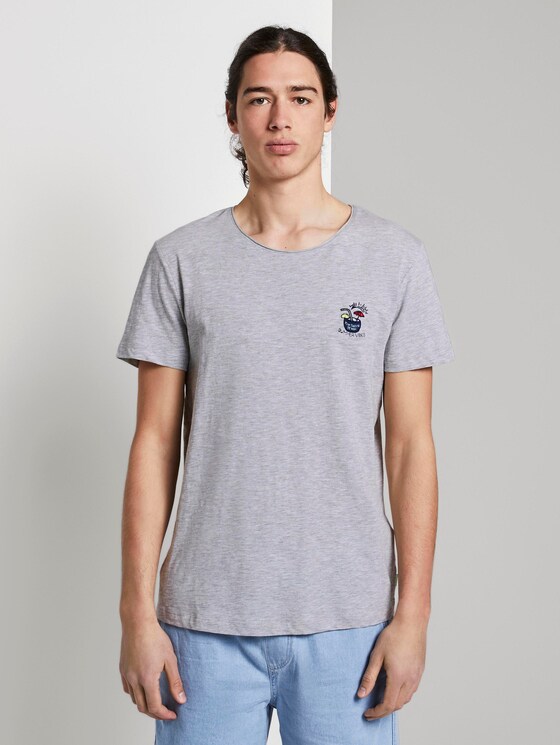 Eenvoudig T-shirt - Mannen - Light Stone Grey Melange Eenvoudig T-shirt - Mannen - Light Stone Grey Melange - 1 - TOM TAILOR Denim