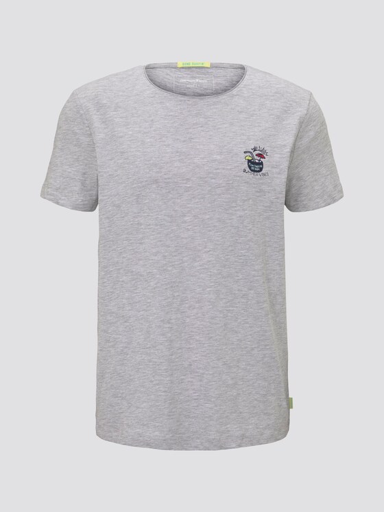 Eenvoudig T-shirt - Mannen - Light Stone Grey Melange Eenvoudig T-shirt - Mannen - Light Stone Grey Melange - 7 - TOM TAILOR Denim